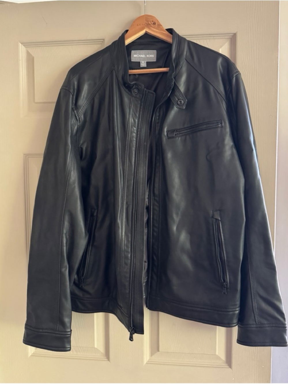 Michael Kors Men's Black Leather Bomber Jacket